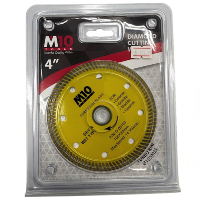 M10 4"/105MM X 20MM Turbo Rim DRY & WET TYPE Diamond Cutting Blade D-05197